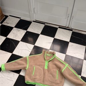 Kids Tan and Green Fleece Jacket